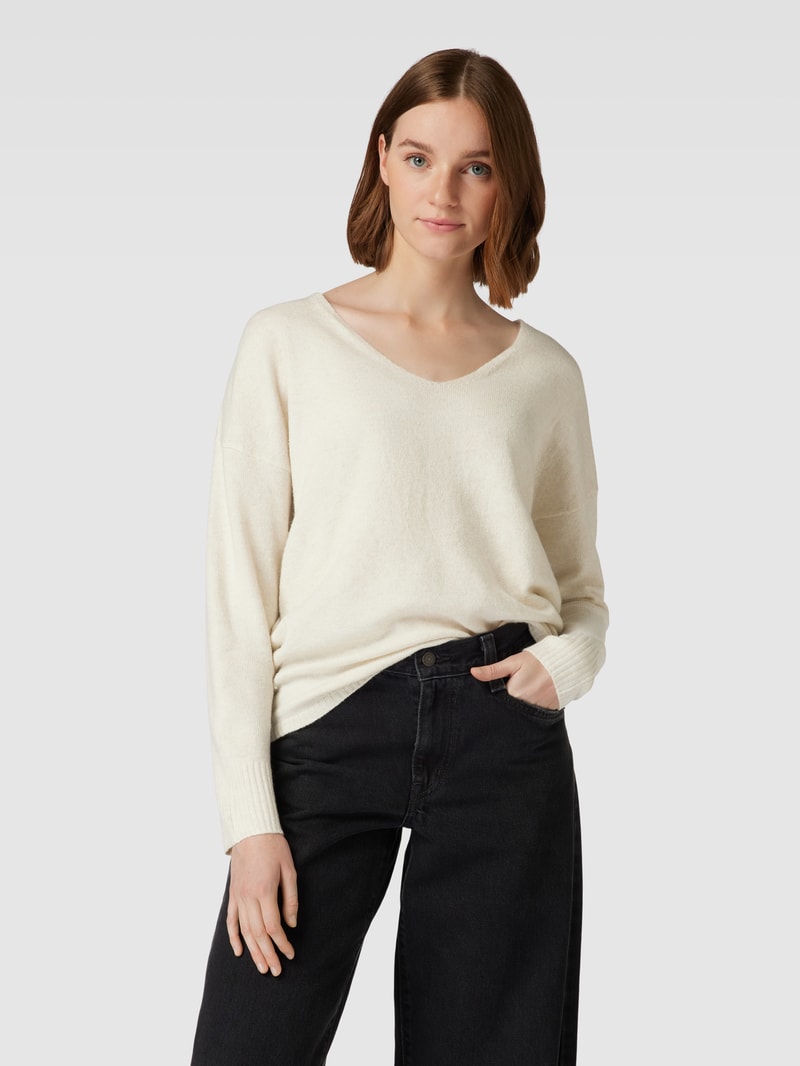 Strickpullover mit V-Ausschnitt Modell 'RICA LIFE' in beige