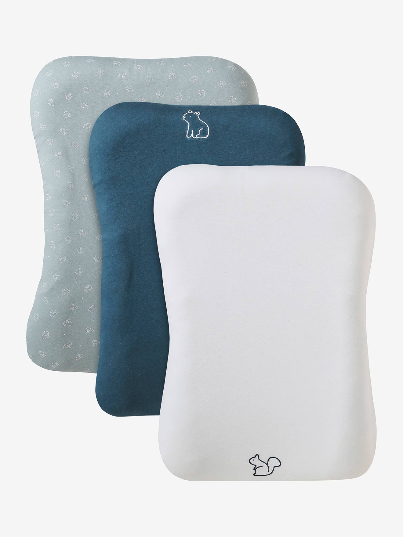 Vertbaudet 3er-Set Jersey-Schonbezüge für Baby Wickelauflage - pack graublau waldfreunde