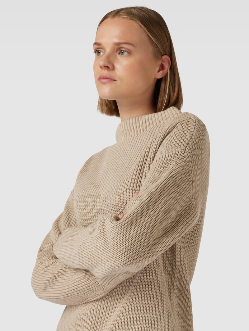 Strickpullover mit Strukturmuster in beige