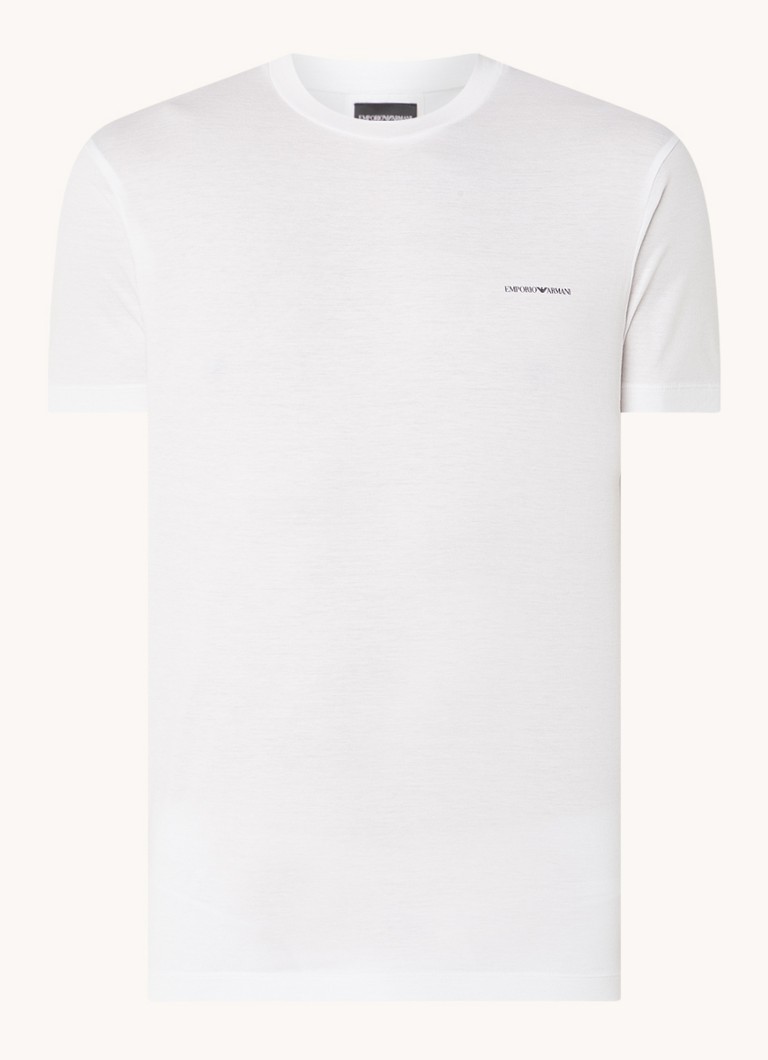 Tricou Emporio Armani din amestec de lyocell cu logo