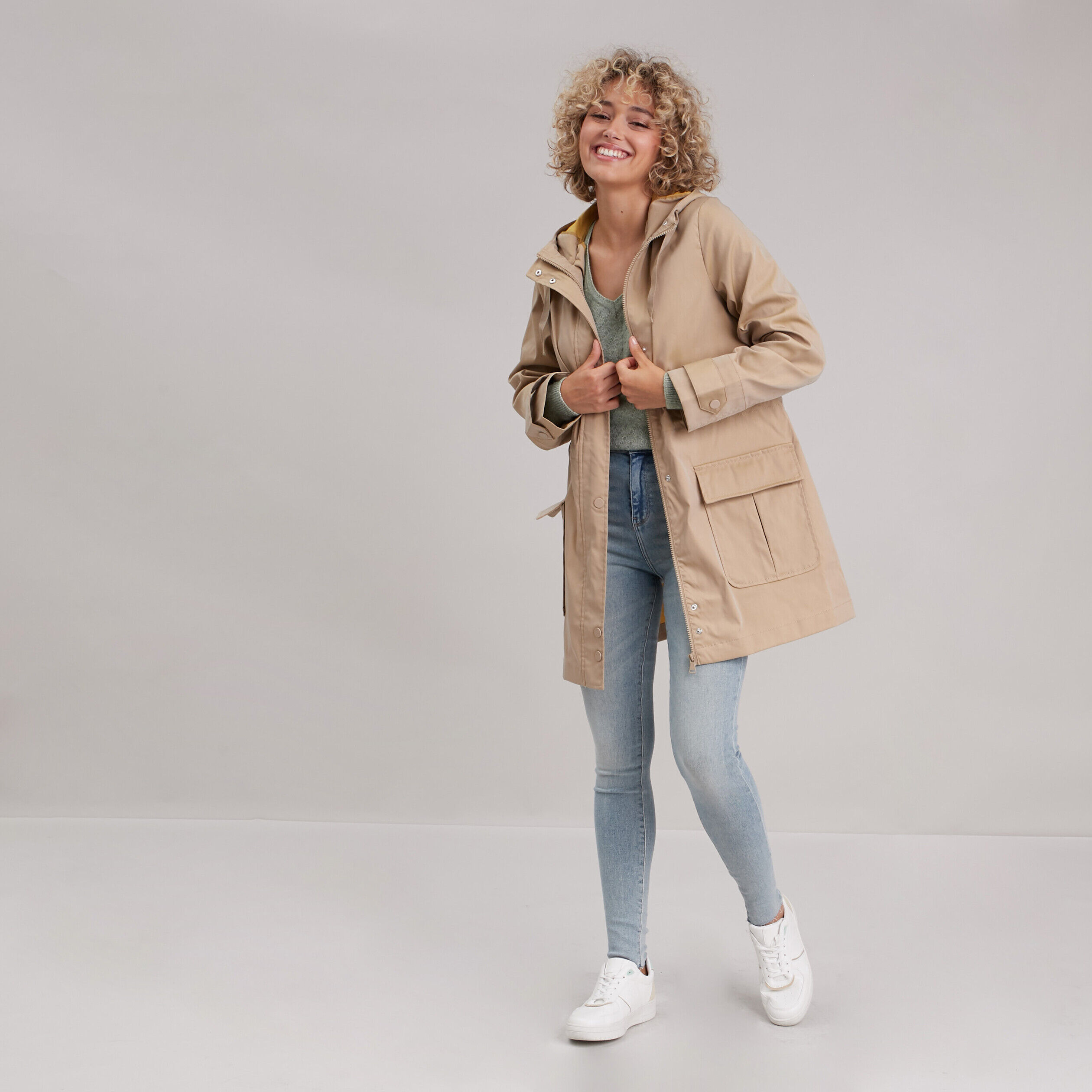 Parka droite à capuche sable femme | Cache Cache