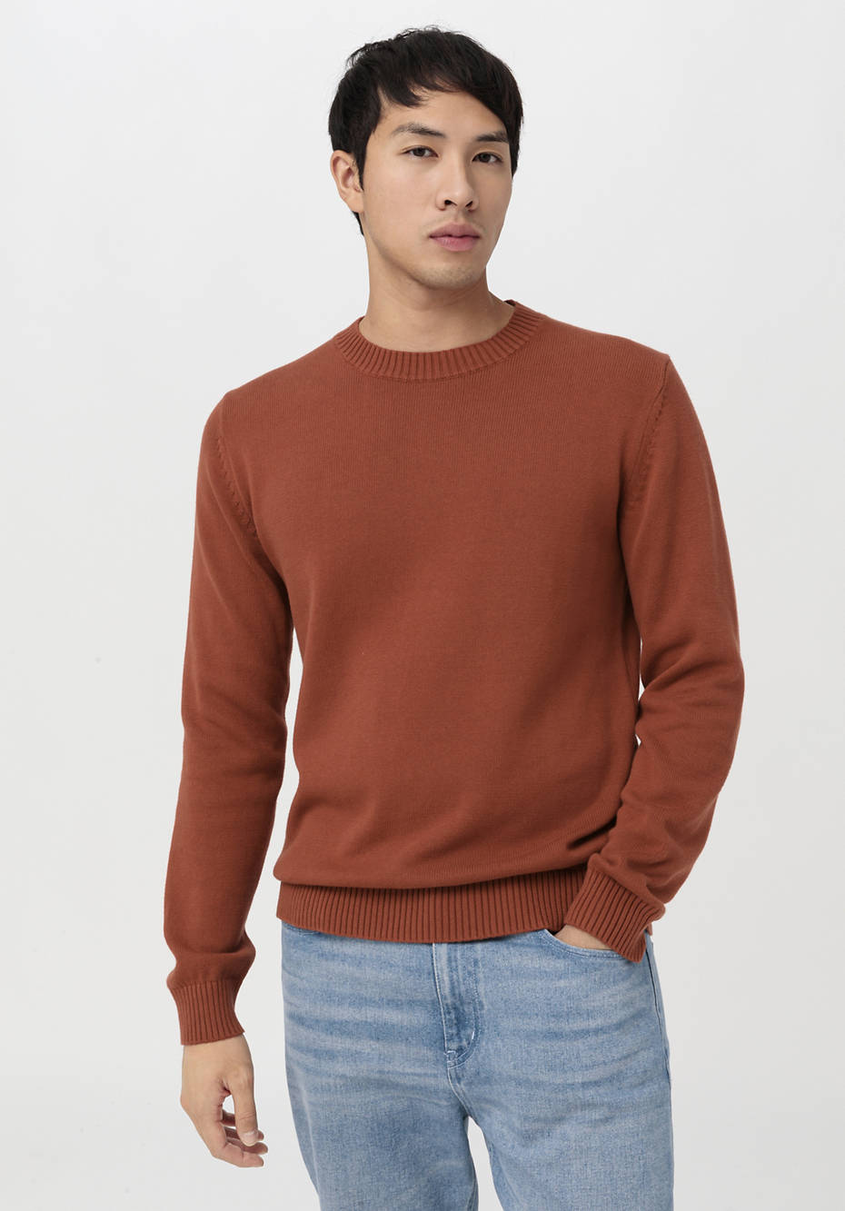 Rundhals-Pullover aus reiner Bio-Baumwolle