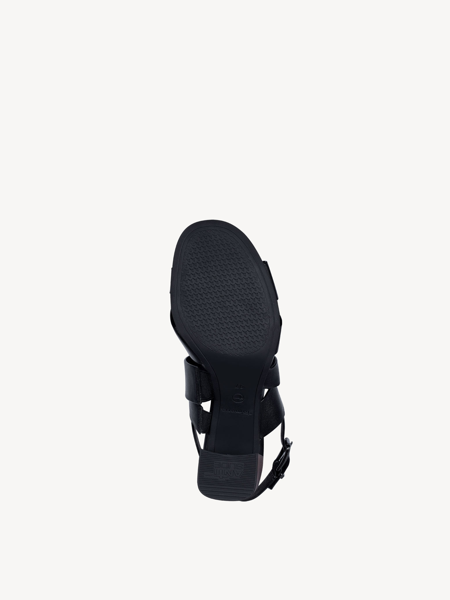 Sandale à talon en cuir - noir