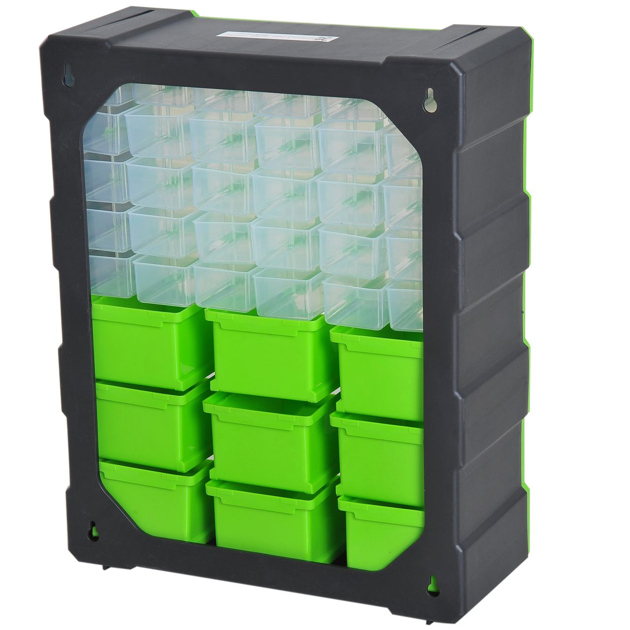 DURHAND Sortierkasten Kleinteilemagazin Teile Box Aufbewahrungsbox 39 Fächer Grün L38 x B16 x H47,5 cm
