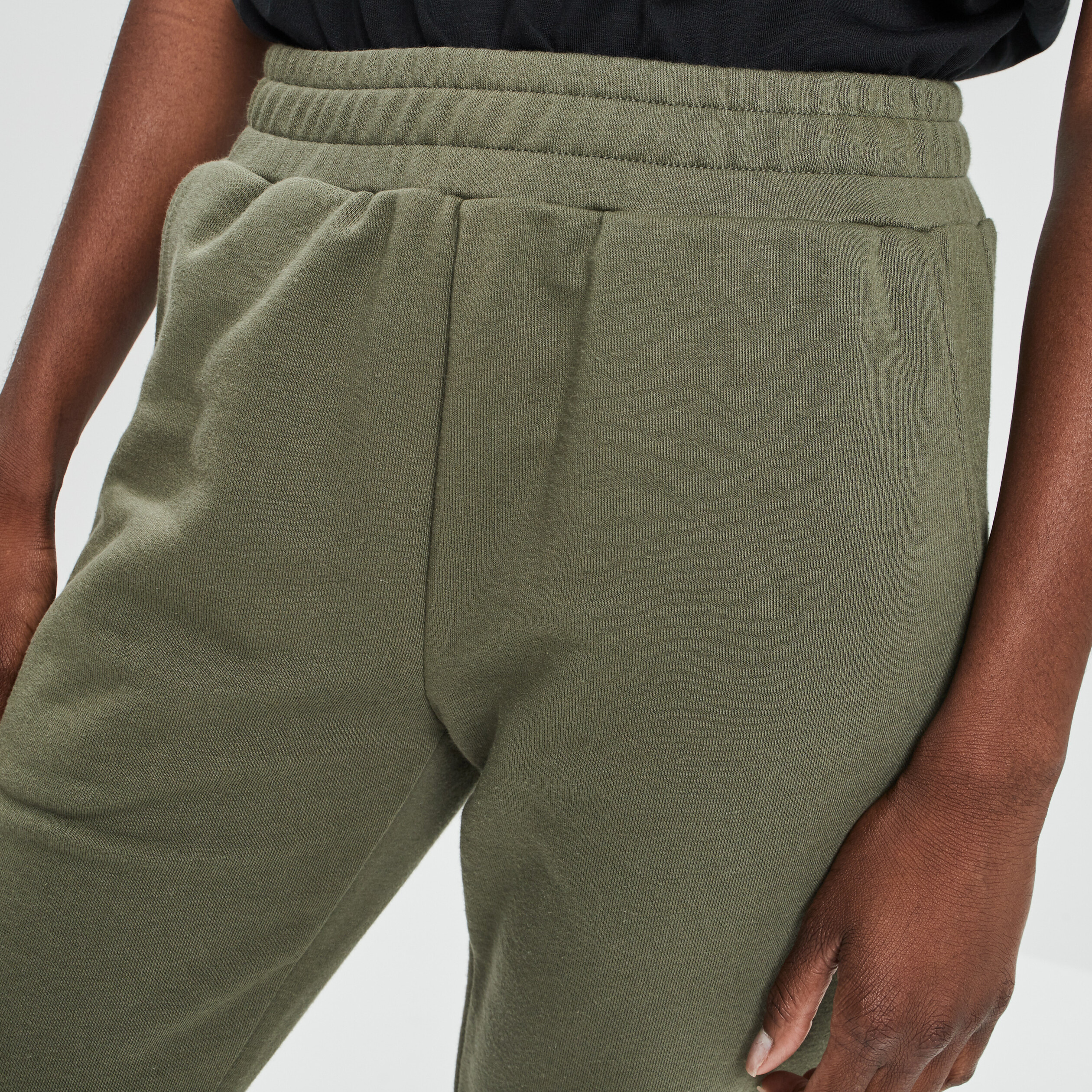 Pantalon jogging slim taille élastiquée vert kaki femme | La Halle