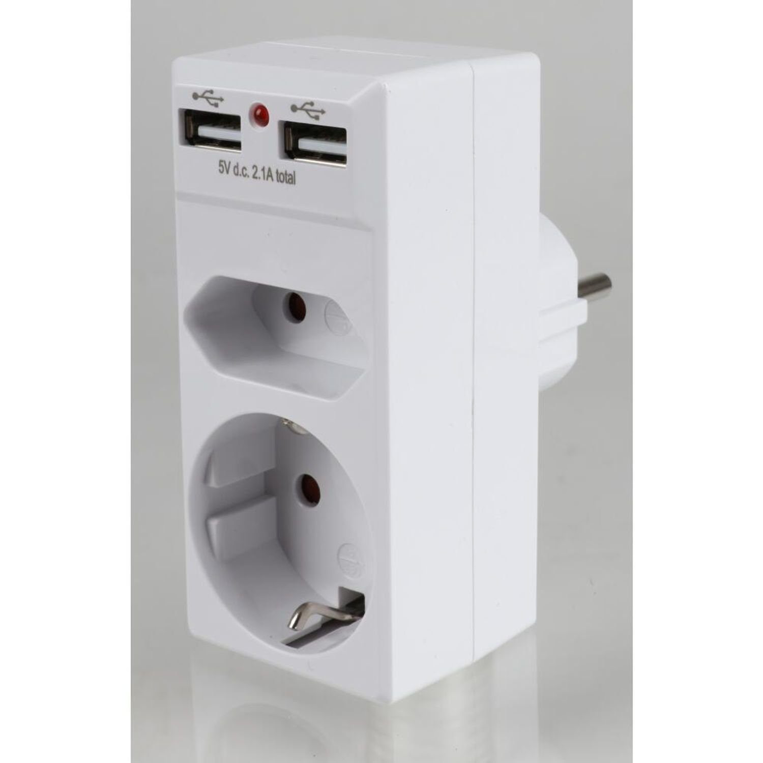 HEITECH Steckdose 6x Steckdosenadapter Weiß 2 USB Anschlüsse Kombination Innen Strom