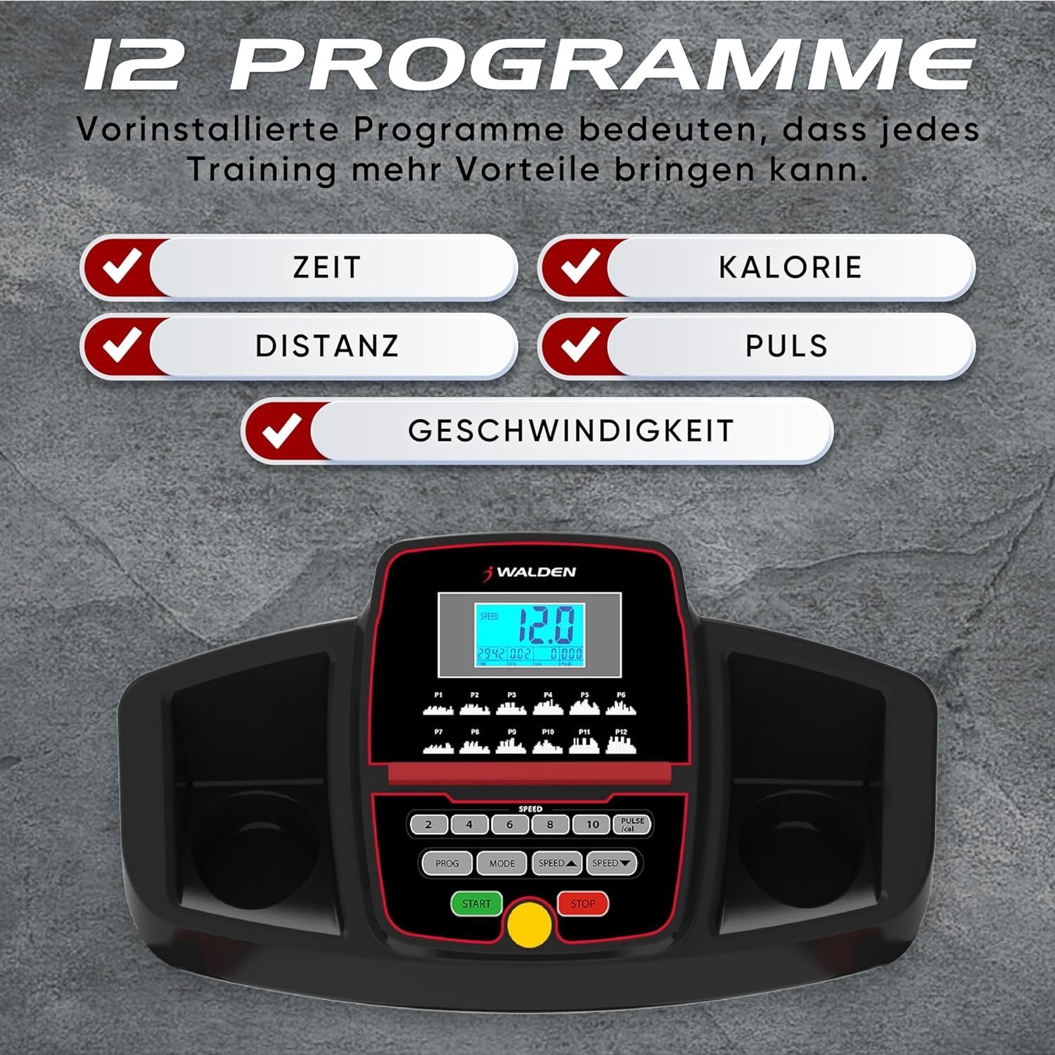 JUNG Laufband Walden Elektrisches Laufband, Klappbar leise,bis 150kg für Zuhause (Klappbares Lauf Band Elektrisch, Sportgeräte für Zuhause, für abnehmen Sport, für Haus, Joggen), Laufbänder, Winter laufen, Sport