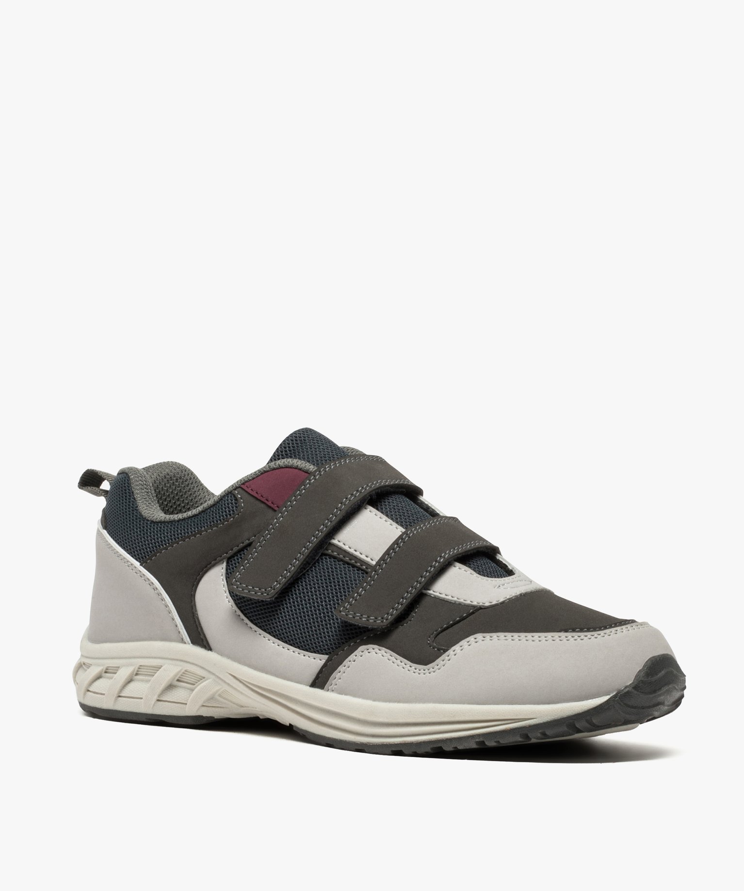 Baskets homme mesh et suédine fermeture scratch gris | GEMO