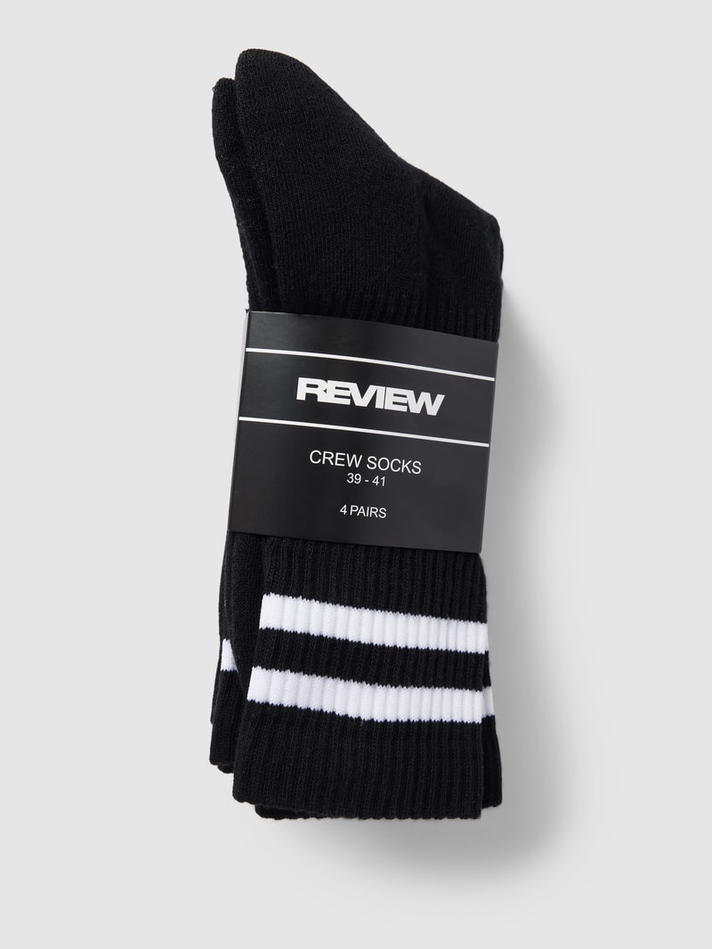 Socken mit Kontraststreifen im 4er-Pack in schwarz