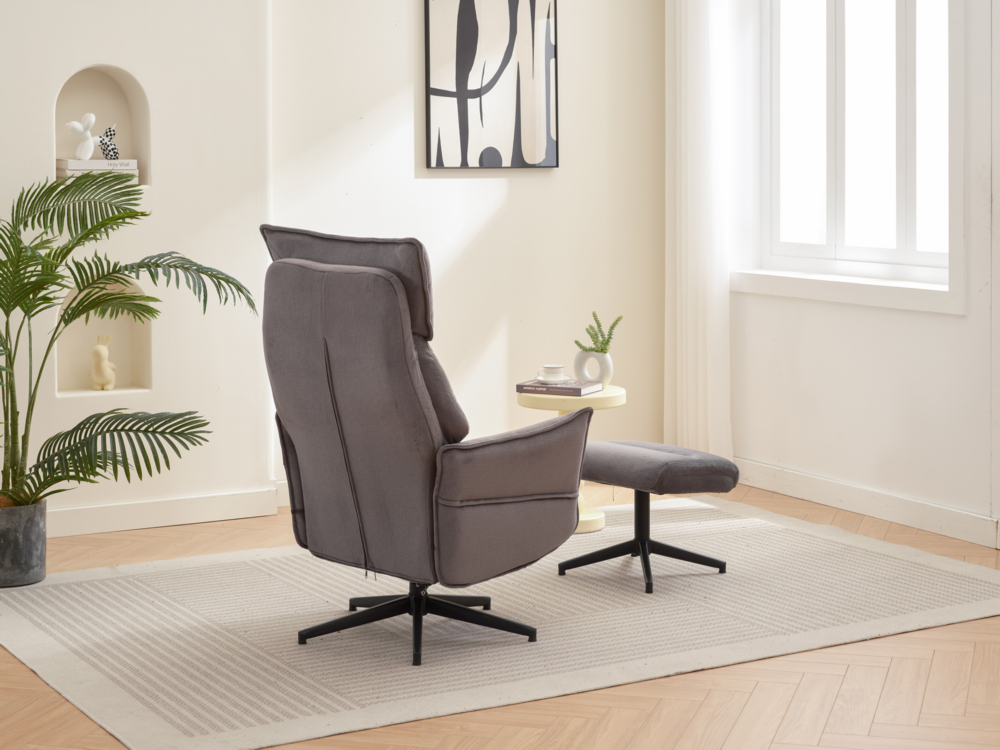 Happy Home Happy Home gepolsteter Relaxsessel mit Hocker HWP60-GRA grau