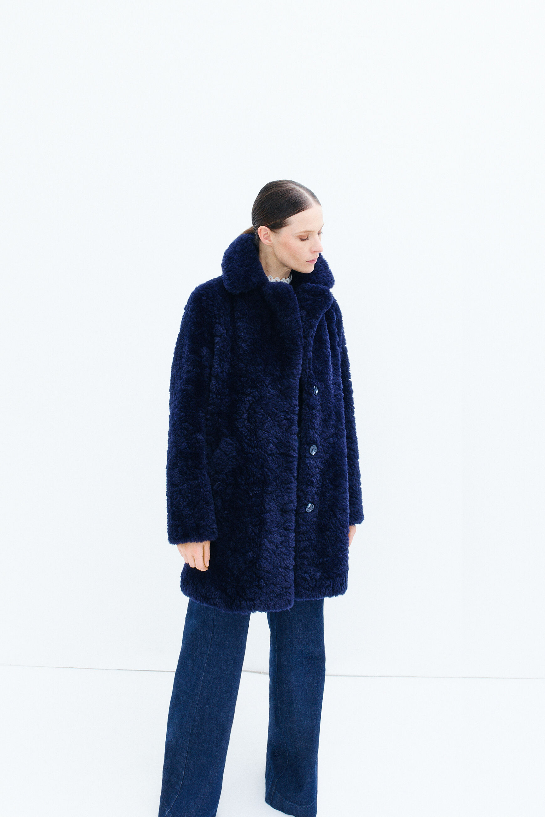 manteau clovis bleu marine femme