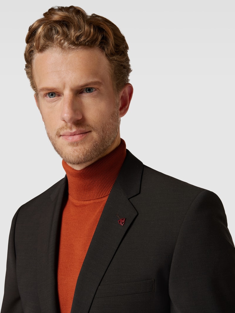Slim Fit Anzug mit 2-Knopf-Sakko in dunkelbraun