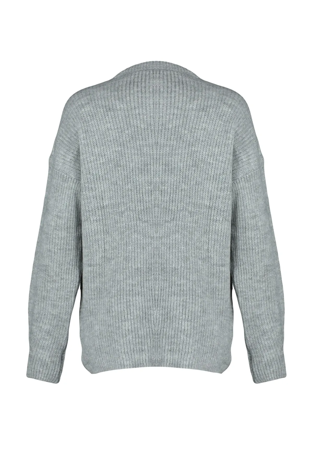 Trendyol Collection  Hellgrauer, weich strukturierter Basic-Strickpullover mit weiter Passform TWOAW20FV0142