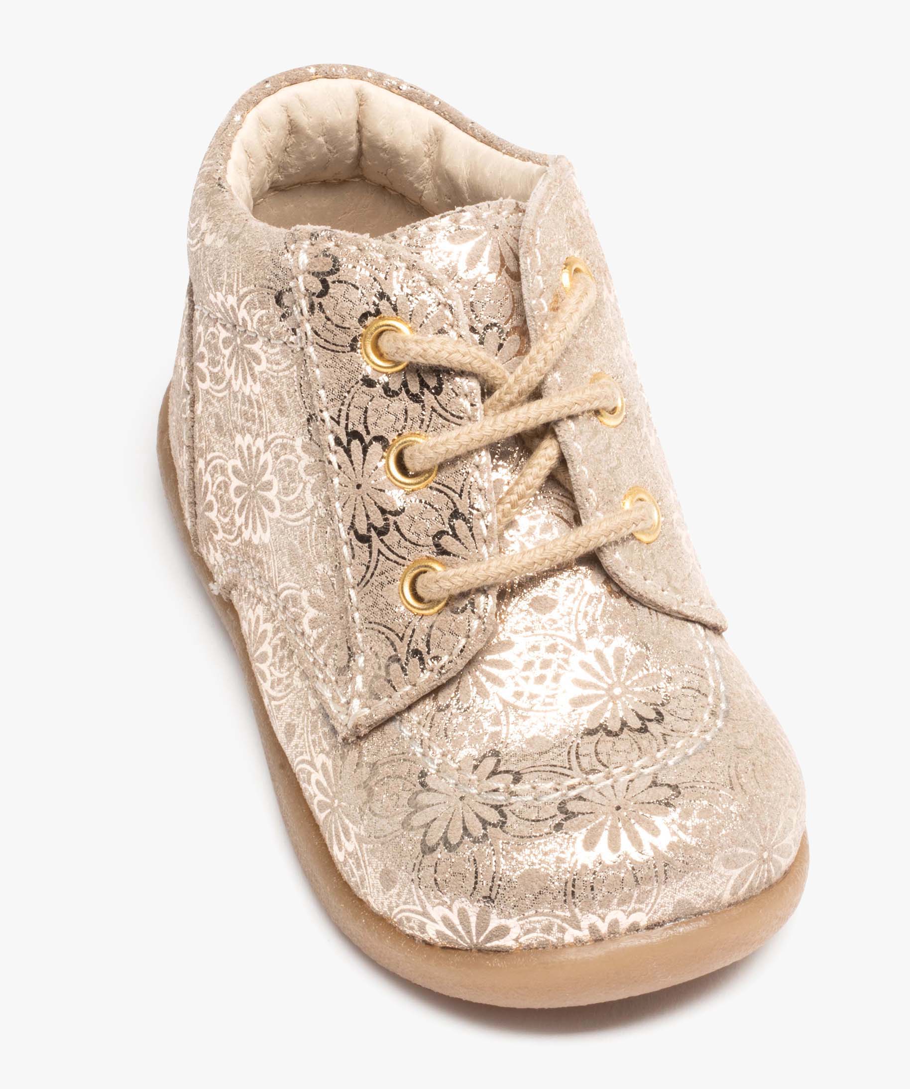 Chaussures premiers pas bébé fille en cuir à motifs scint... or | GEMO