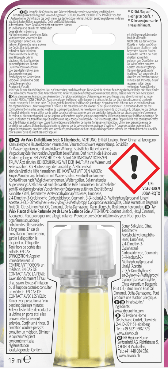 Lufterfrischer Duftstecker Seide & Lilienfrische Nachfüllpack, 19 ml