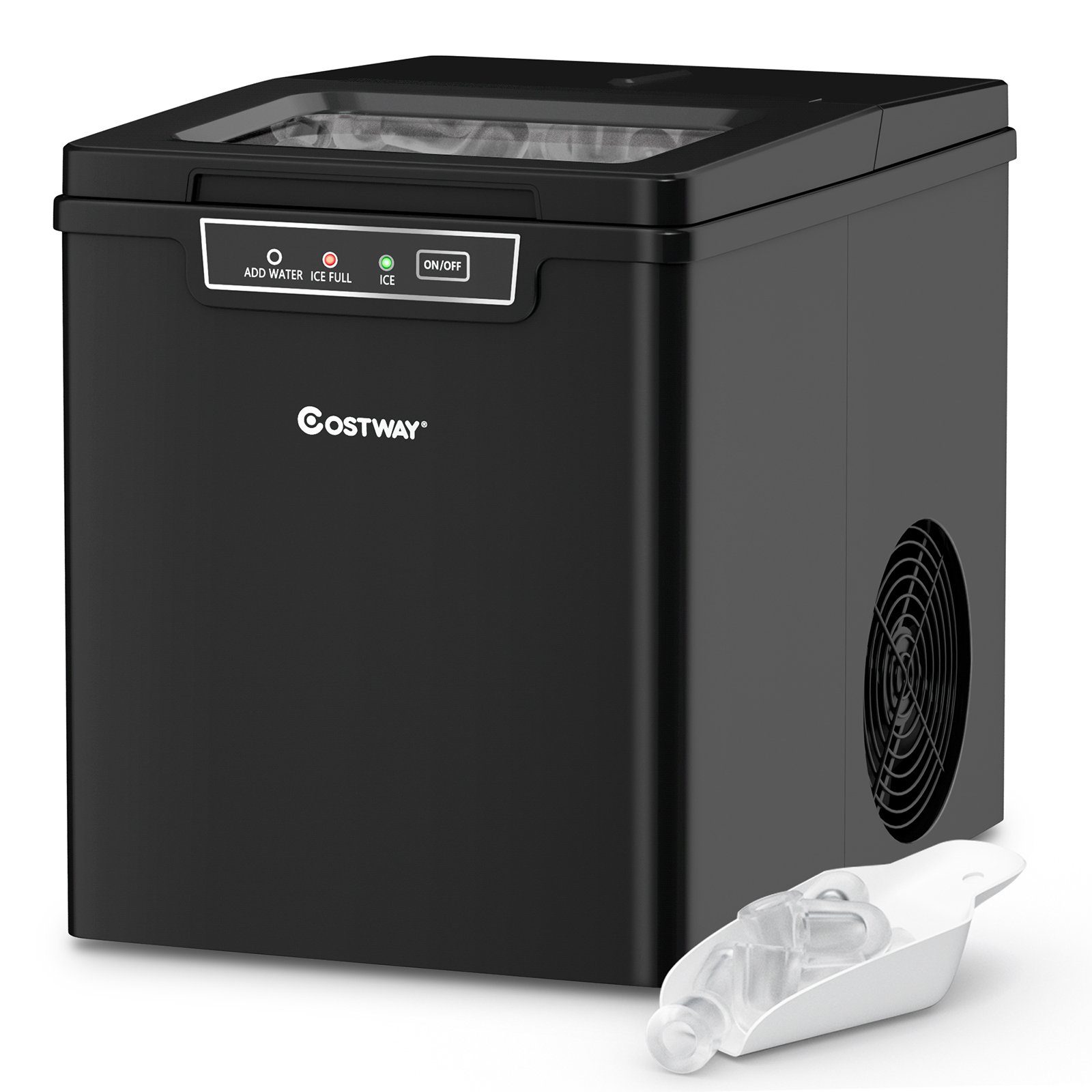 COSTWAY Eiswürfelmaschine, 9 Eiswürfel in 8 min, 12kg in 24H, 1,85L Tank