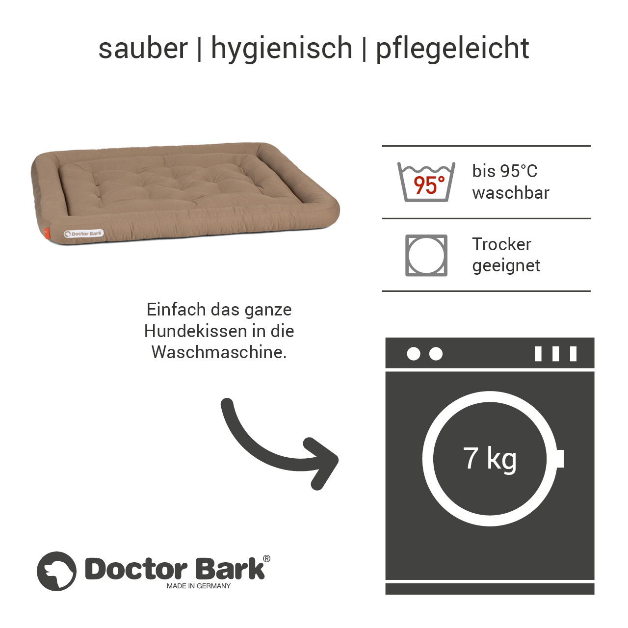 Doctor Bark Hundekissen Doctor Bark Lounge-Kissen sandbraun L