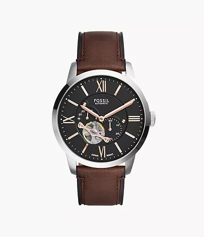 Fossil Herrenuhr Townsman Automatik Leder Braun