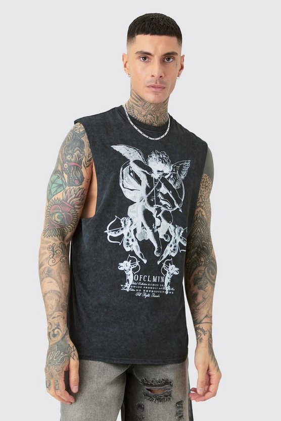 Tall graues Renaissance Tanktop in Acid-Waschung