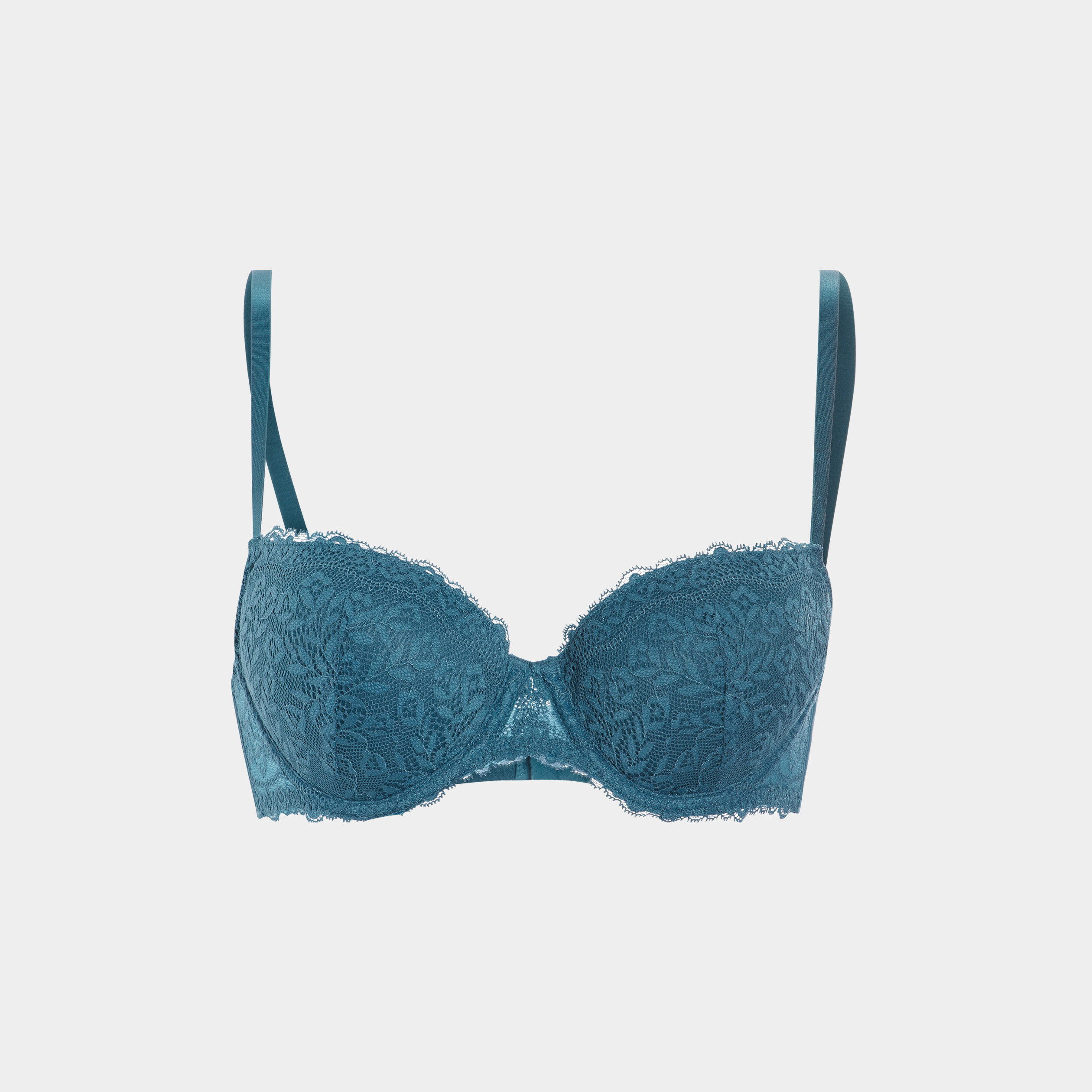 Soutien-gorge corbeille micro dentelle bleu canard femme | La Halle