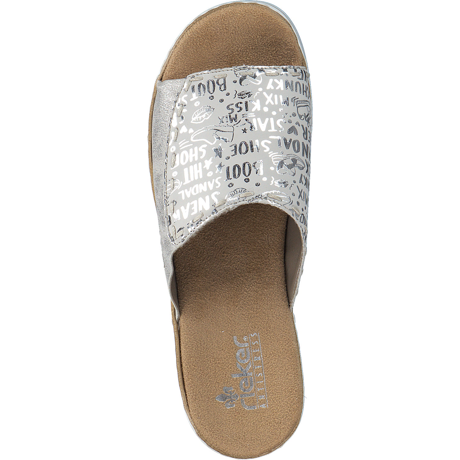 Rieker V0290, Plateau-Pantoletten, Damen, kreide-silver/fog-silver