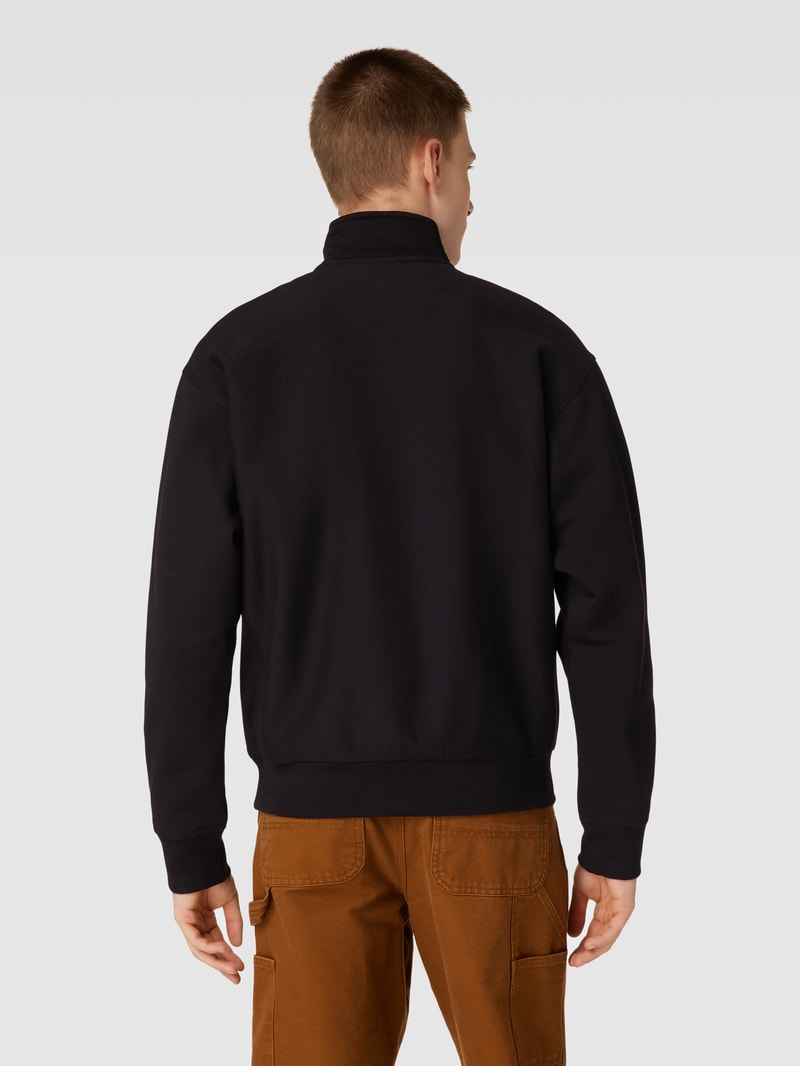 Sweatshirt mit Troyer-Kragen Modell 'AMERICAN SCRIPT' in schwarz
