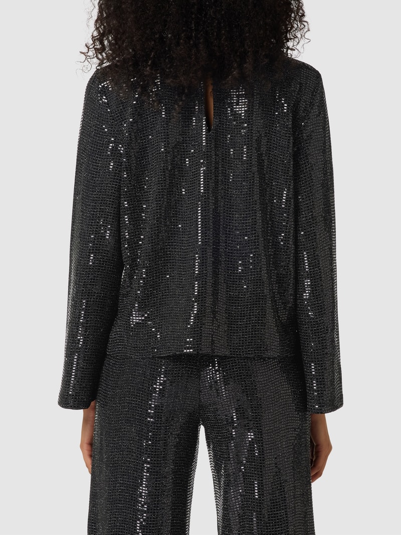Bluse mit Allover-Paillettenbesatz in schwarz