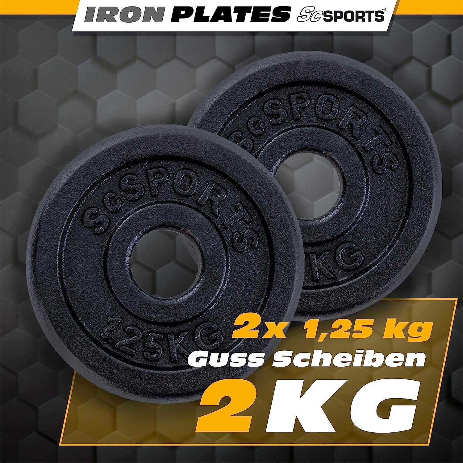 ScSPORTS® Hantelscheiben Set 2,5 kg Ø 30mm Gusseisen Gewichtsscheiben Gewichte, (10002959-tlg)