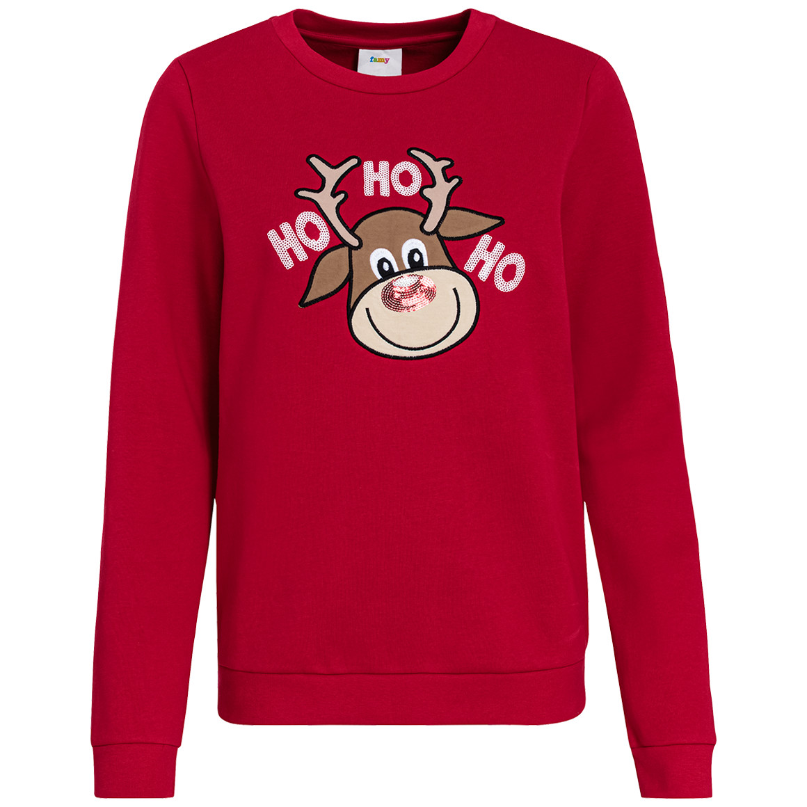 Damen Weihnachtssweatshirt mit Applikation rot