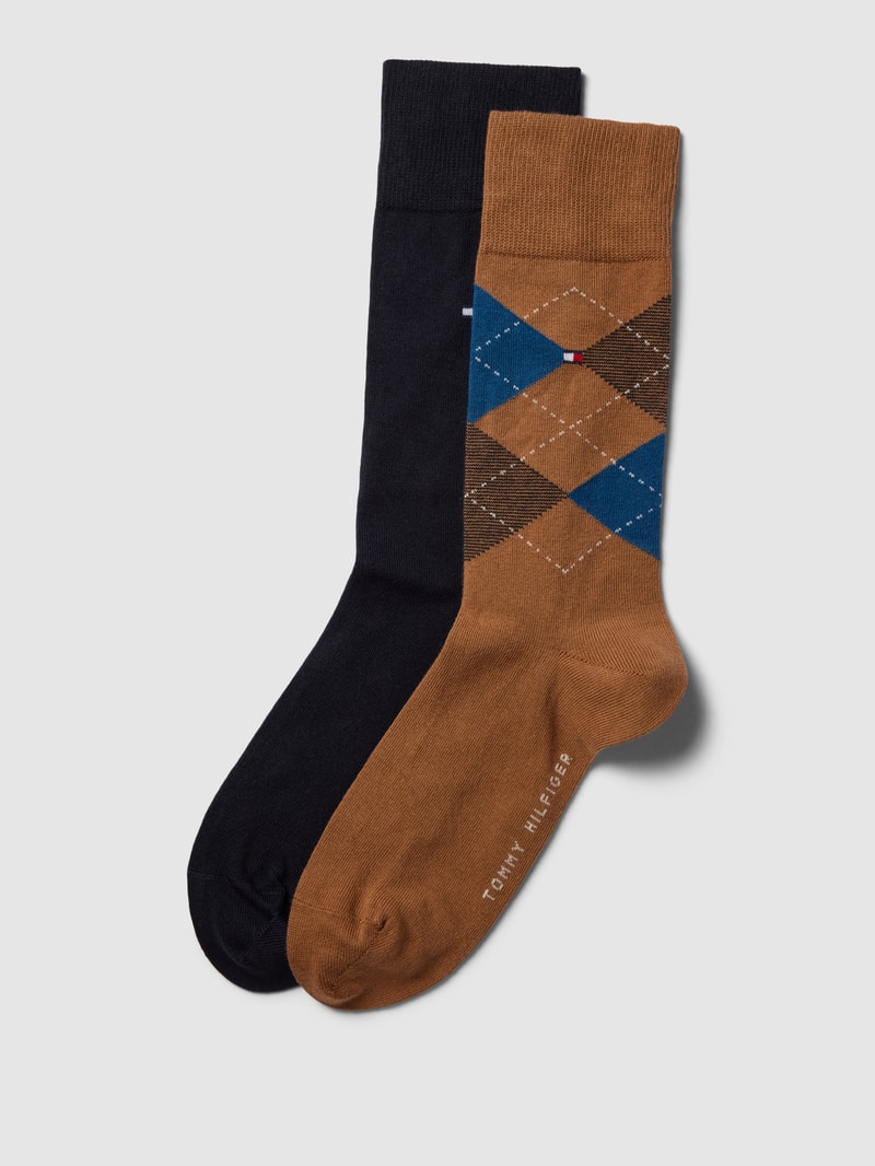 Socken mit Label-Stitching im 2er-Pack in beige
