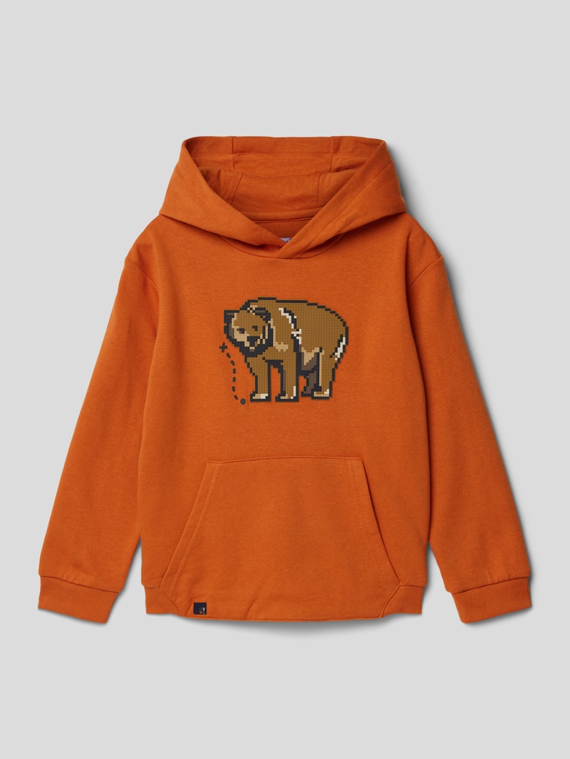Hoodie mit Motiv-Patch in orange