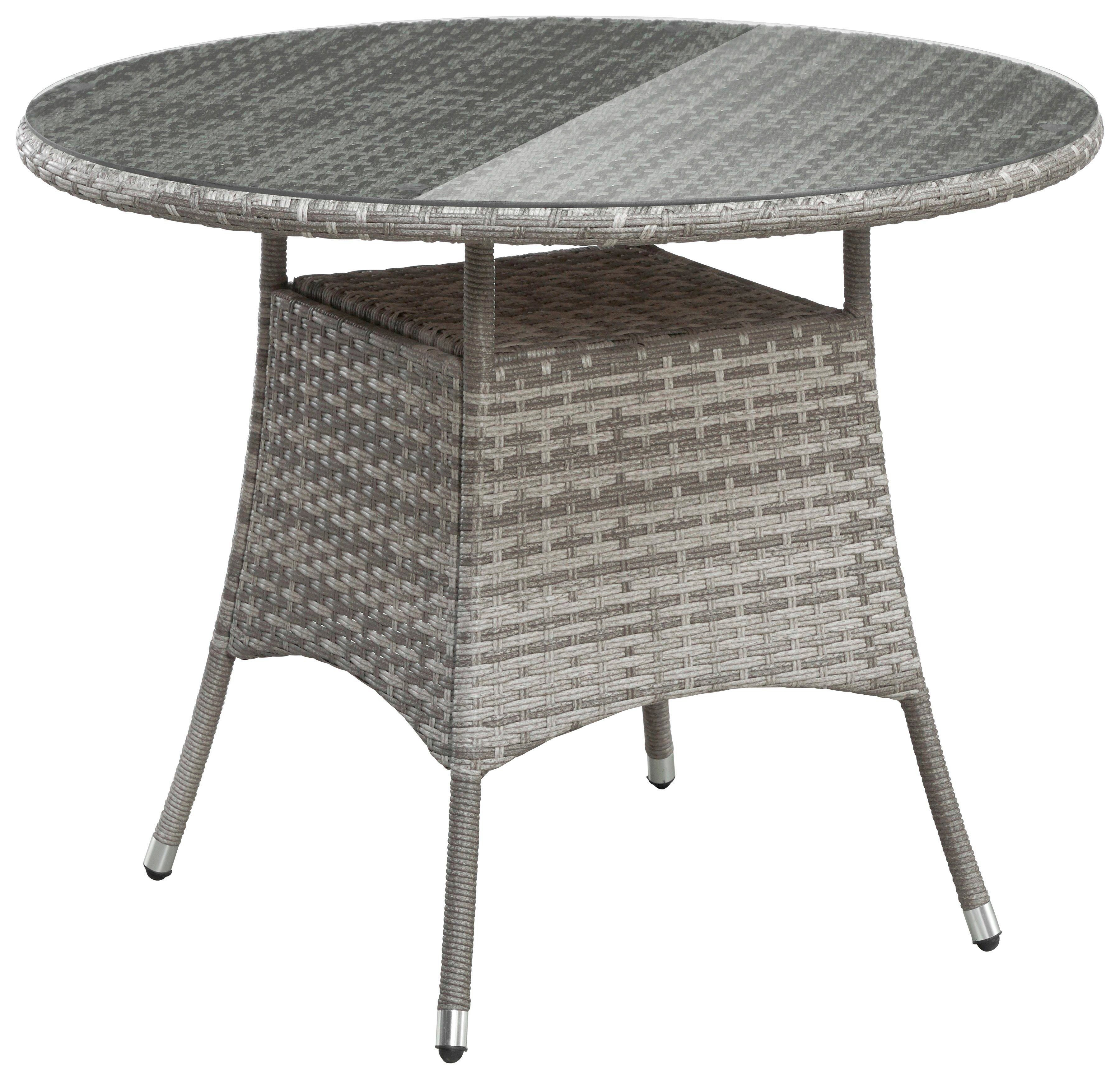 KONIFERA Garten-Essgruppe Belluno, (9-tlg), 4 Sessel, Tisch Ø 100 cm, Polyrattan