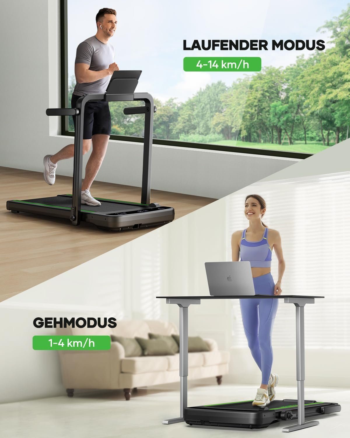 homeTro Laufband (Elektrisches Laufbänder für Zuhause, mit App-Treadmill), Walking Pad bis für Zuhause,unter dem Schreibtisch mit Fernbedienung