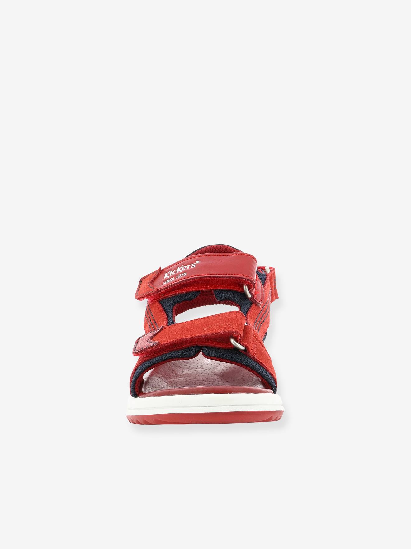 Sandales cuir garçon Plane KICKERS® rouge marine