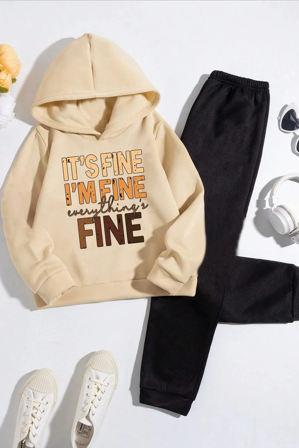 uyguntarz  Fein bedrucktes Unisex-Trainingsanzug-Set für Kinder