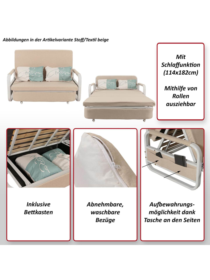 MCW Schlafsofa M83, Stoff/Textil beige günstig kaufen onesize