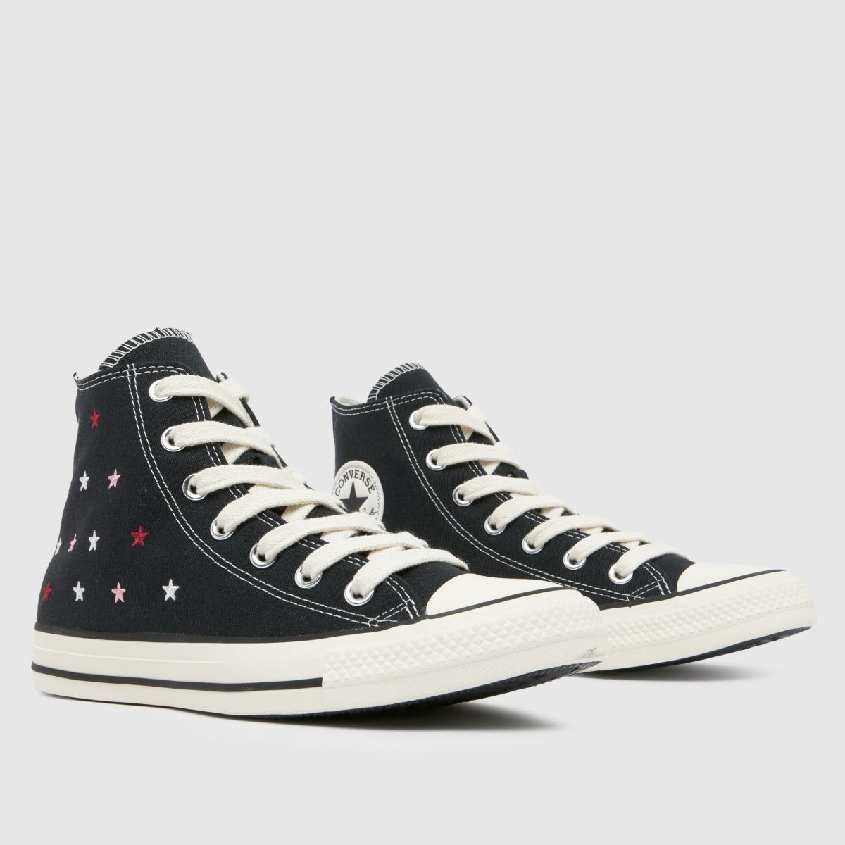 Converse All Star – Svarta höga sneakers med broderade stjärnor