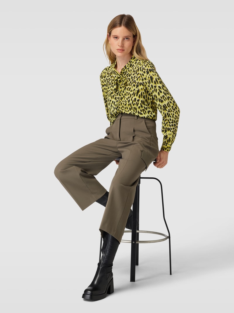 Bluse mit Animal-Print Modell 'TAOS' in neon gelb