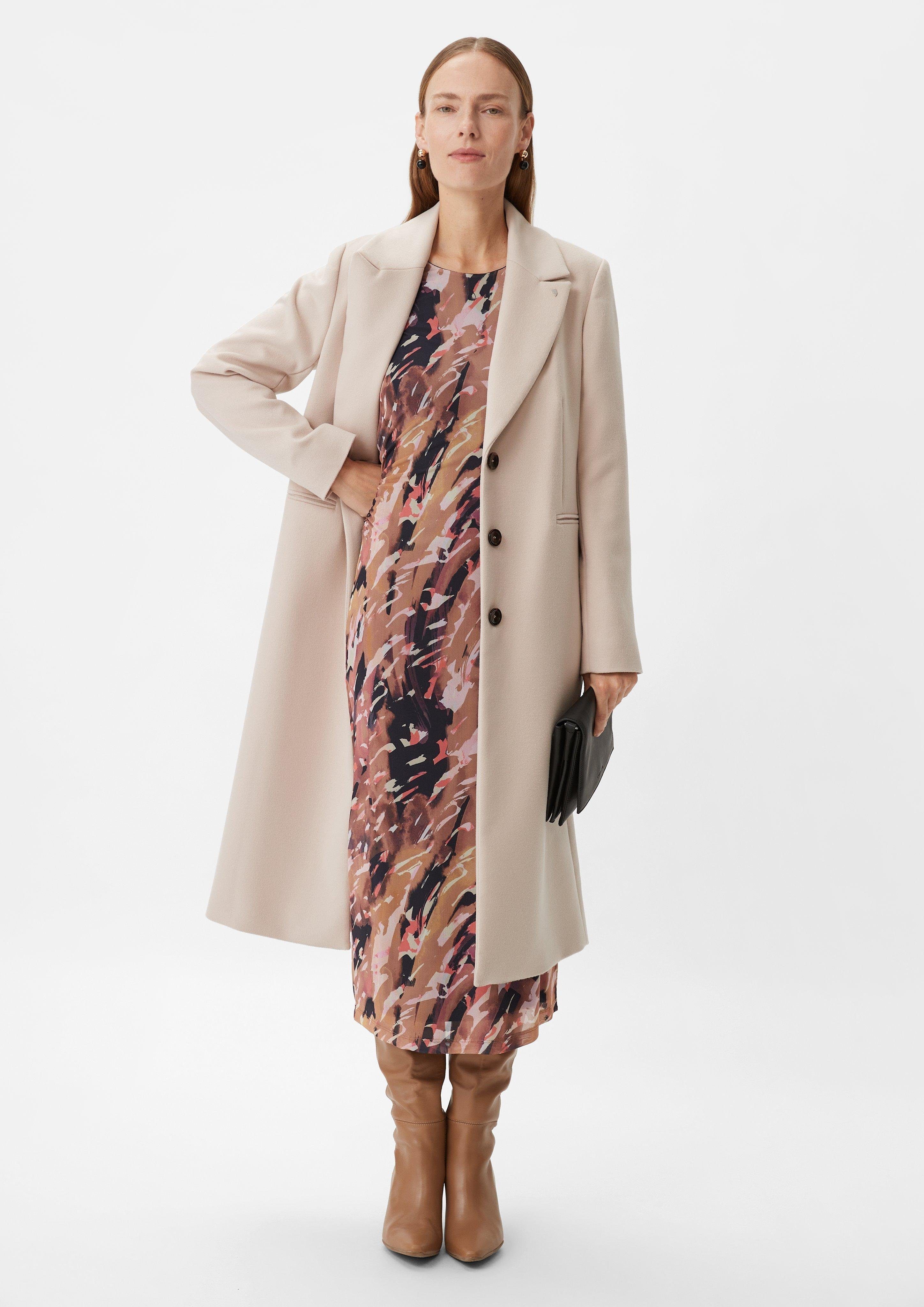 Comma Maxikleid Gemustertes Meshkleid mit Raffung Raffung