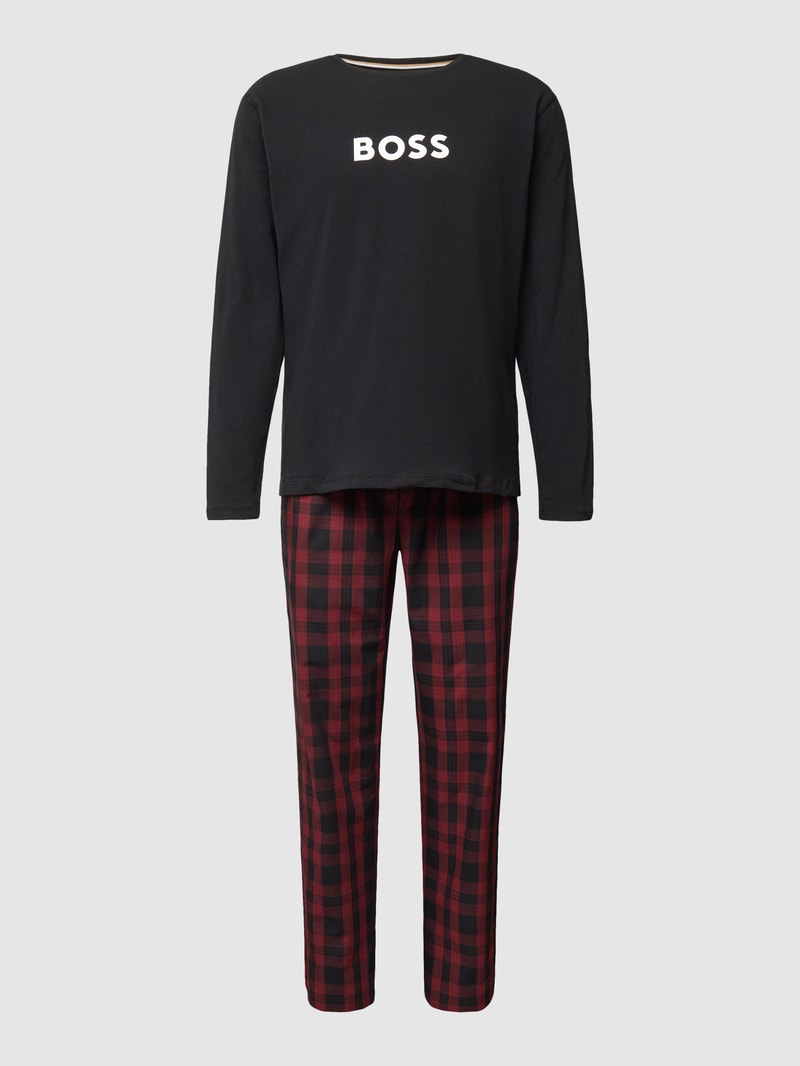 Pyjama mit Label-Print Modell 'Easy Long' in schwarz