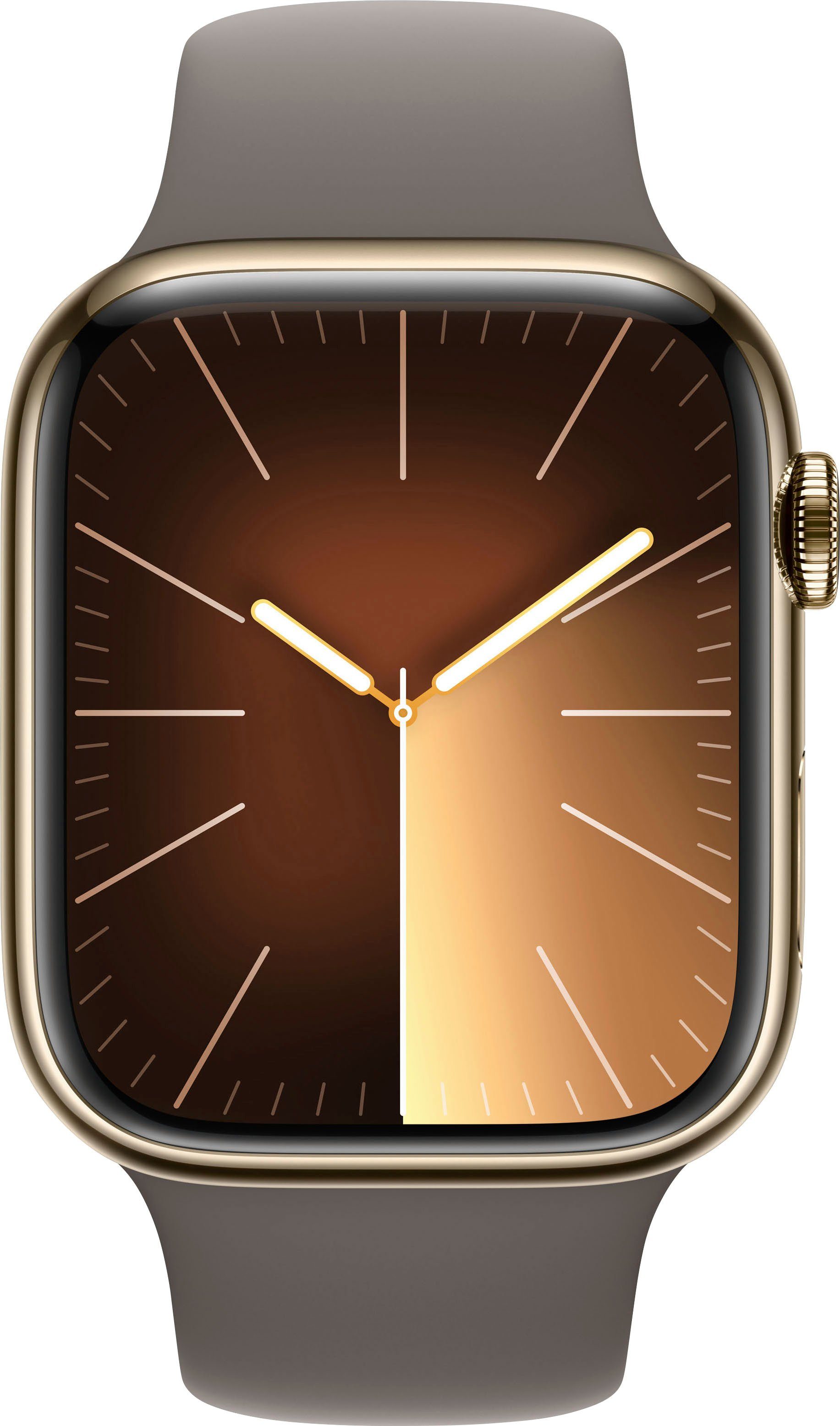 Apple Watch Series 9 GPS + Cellular Stainless Steel 45mm S/M Smartwatch (4,5 cm/1,77 Zoll, Watch OS 10), Sport Band