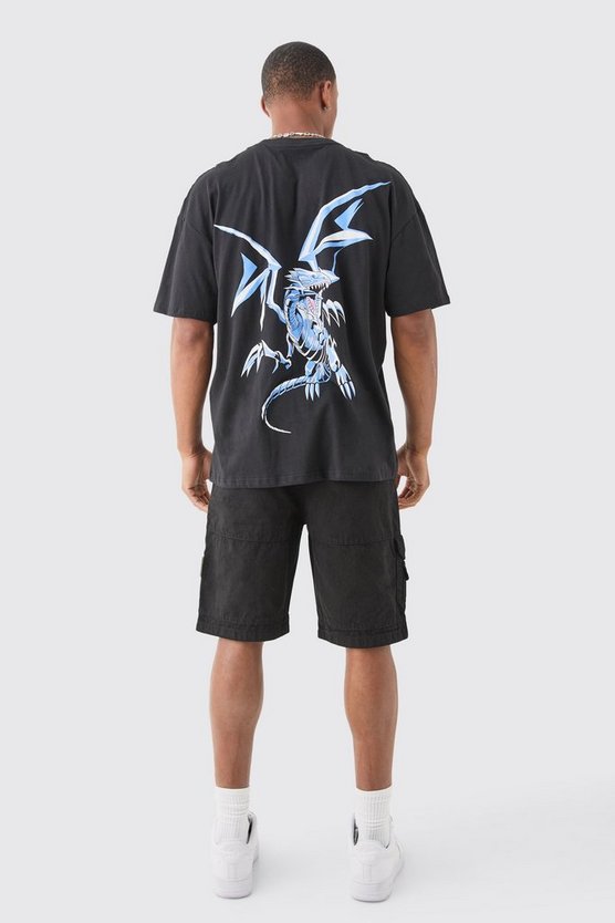 Oversize T-Shirt mit lizenziertem Blue Eyes Yugioh Print