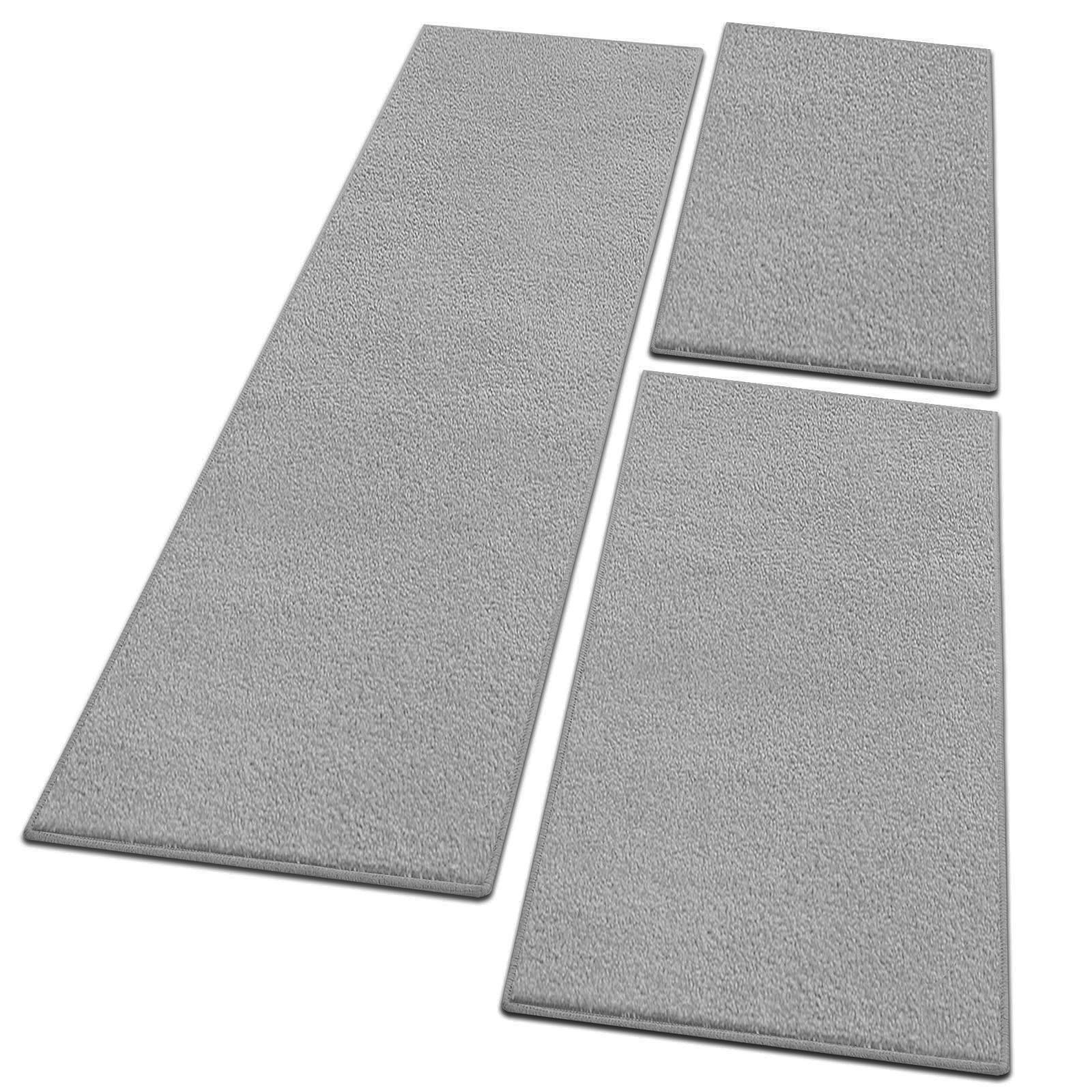 Hochflor-Bettumrandung Dynasty Silbergrau, 3 Größen, Teppichläufer, ideal im Schlafzimmer Floordirekt, Höhe 8.5 mm, (3-tlg), Velours
