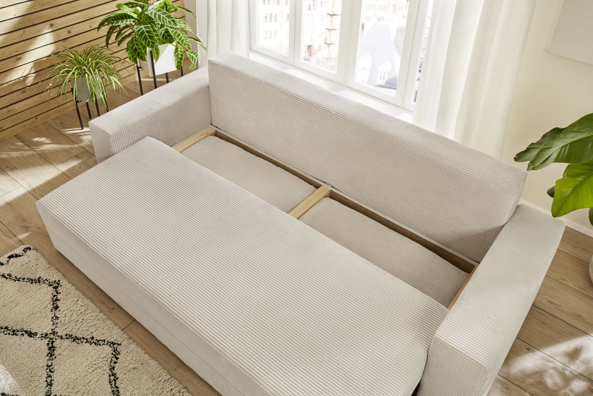 Sun Garden Schlafsofa Trier mit Stauraum Cord Natur