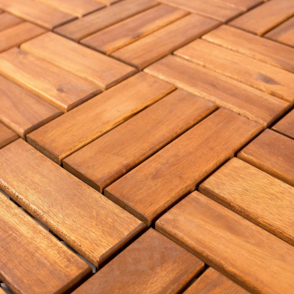 Powertec Garden Massivholz Klickfliesen -Terrassenfliesen für Balkon Akazienholz-Klickfliesen - Geölt, 30 x 30 x 2,4cm, 9 Stück