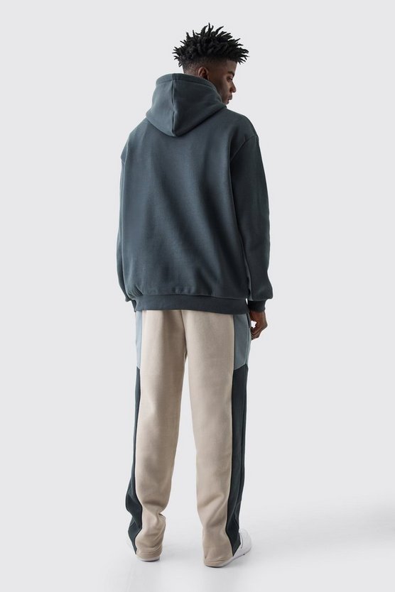 Oversize Colorblock Trainingsanzug mit Logo und Kapuze