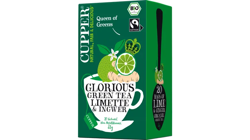 CUPPER Bio Grüner Tee mit Limette und Ingwer 35 g