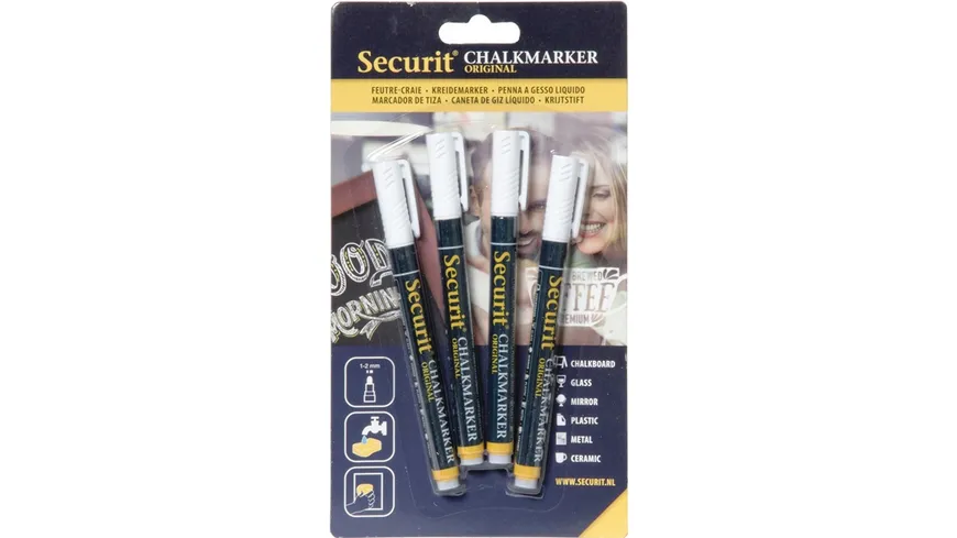Securit Kreidemarker fein 4er-Set weiß weiß