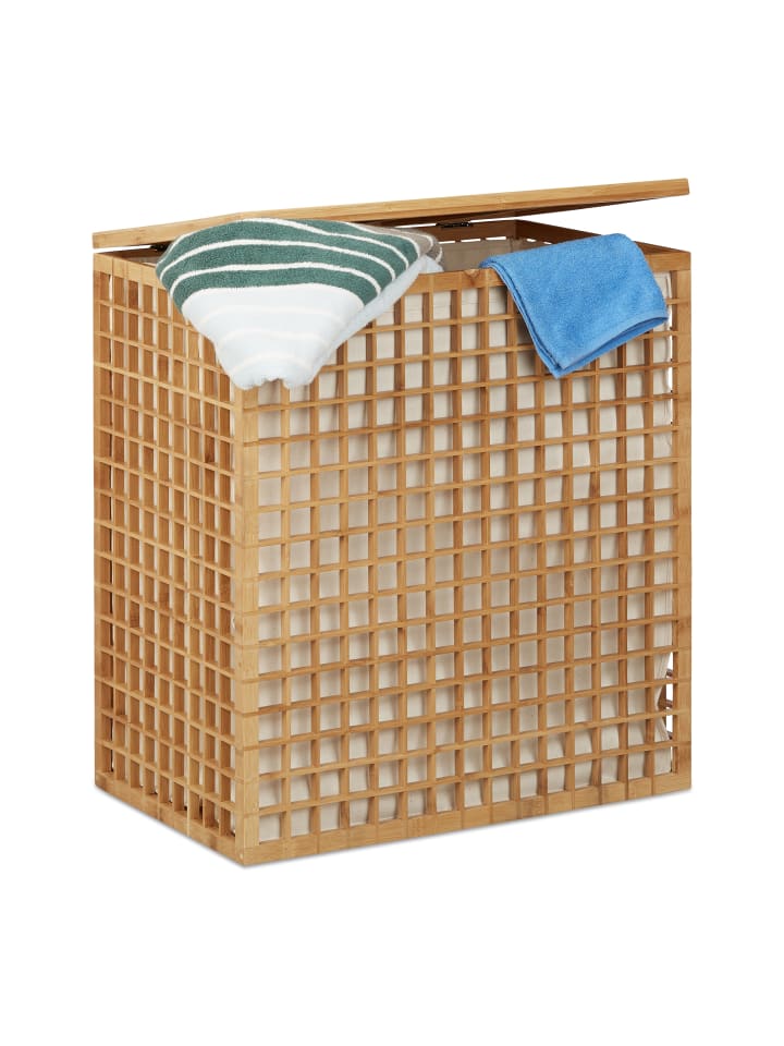 relaxdays Wäschesammler in Natur - (B)56 x (H)62 x (T)35 cm günstig kaufen onesize