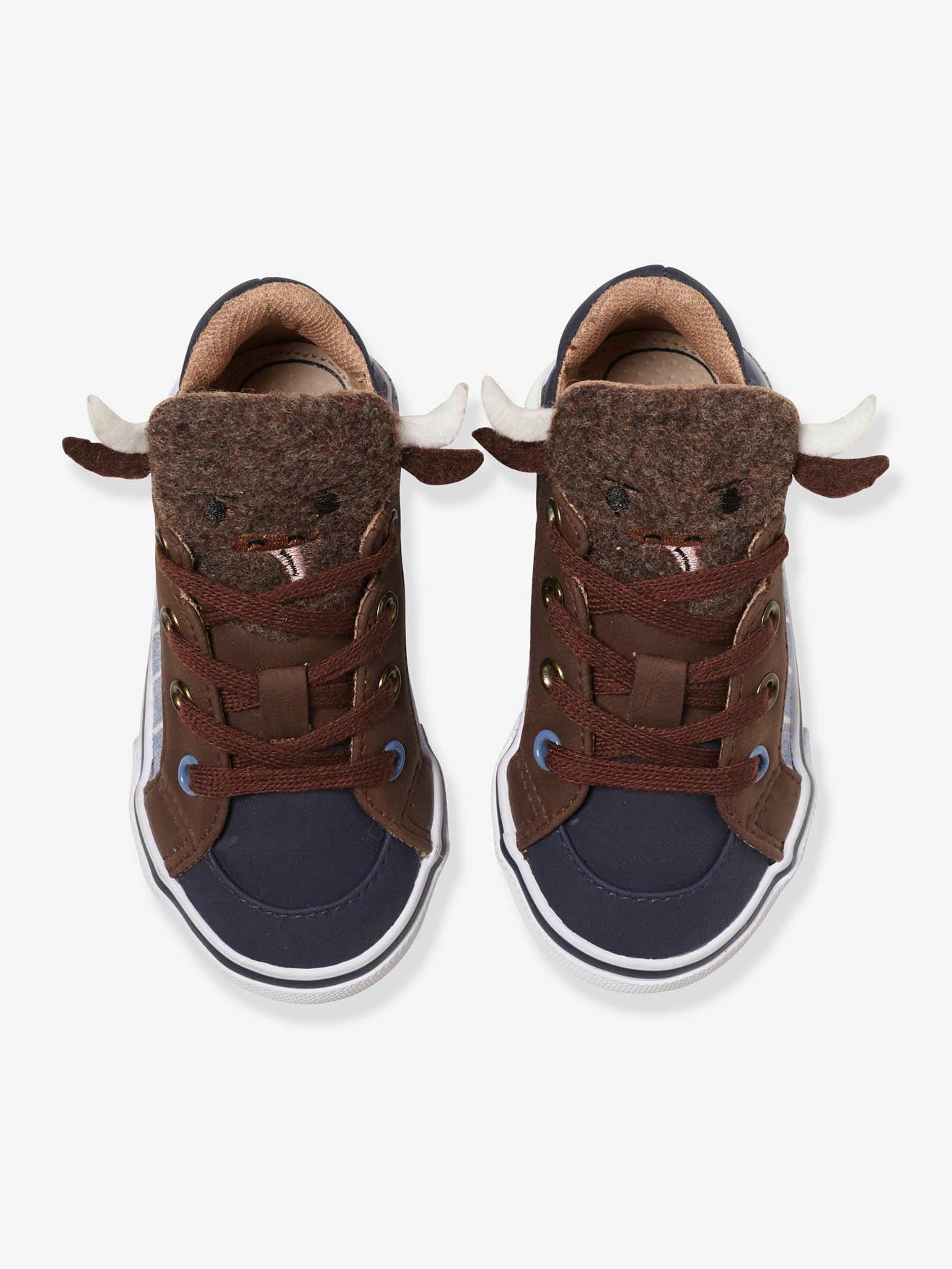 Baskets Mid bébé garçon languette buffle bleu denim